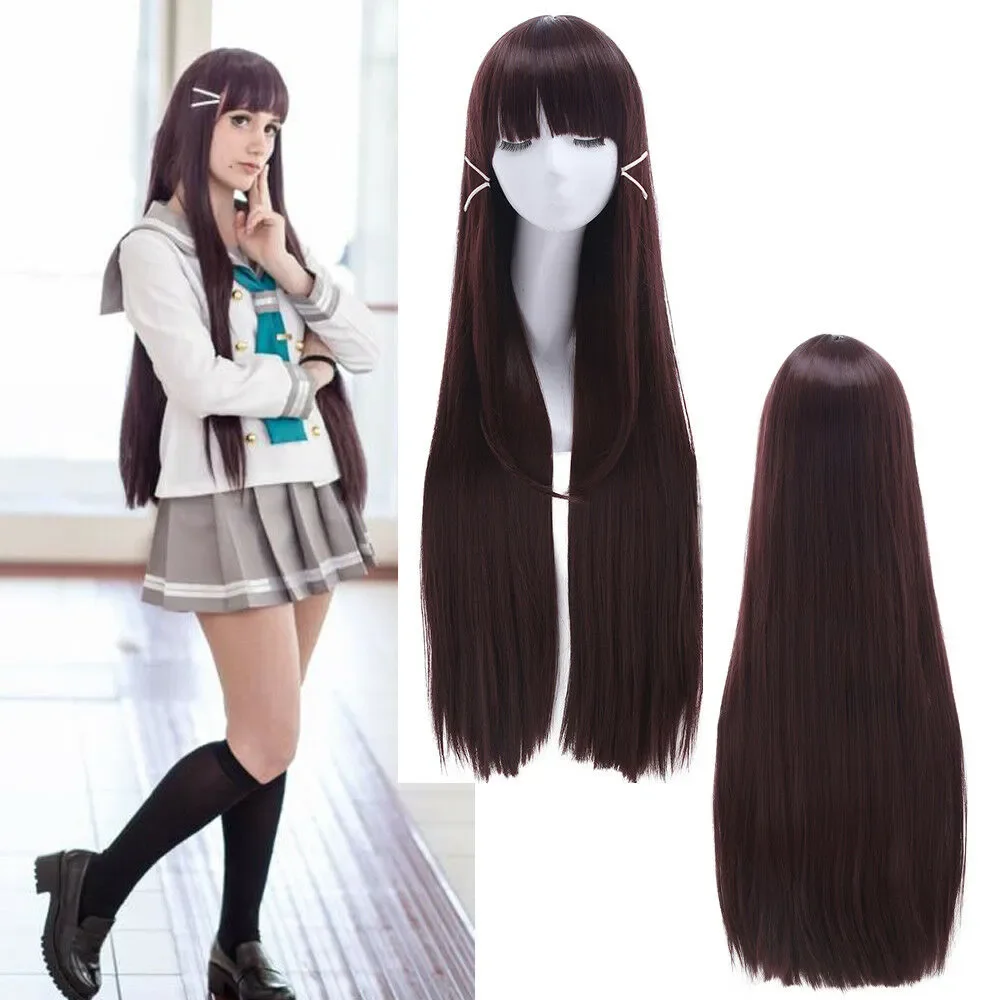 Wholesale Lovelive Sunshine Aqours Kurosawa Dia Long Straight Dark Brown Hair Cosplay Wigs