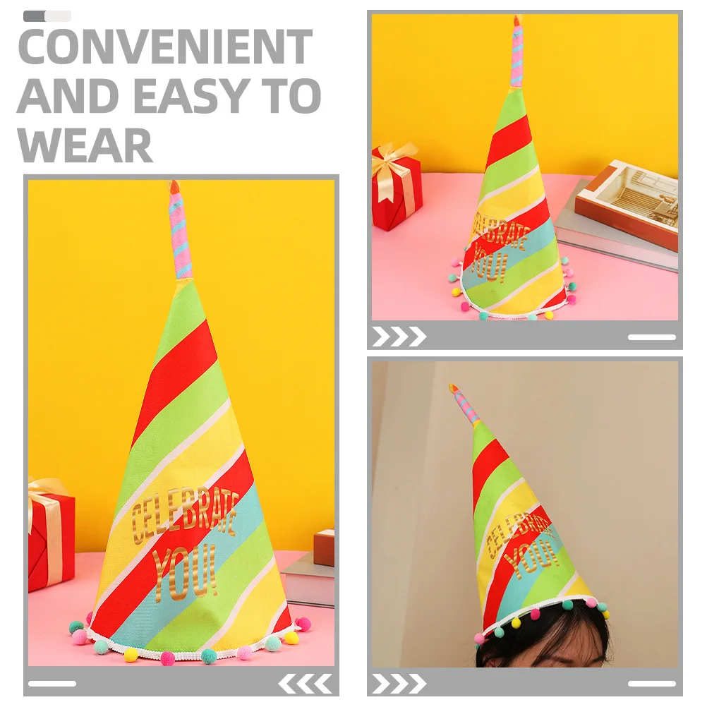 

Birthday Hats for Kids Cloth Party Headwear Cute Cone Shape Easy Wear Light Compact Ideal Photo Prop for Birthday Party