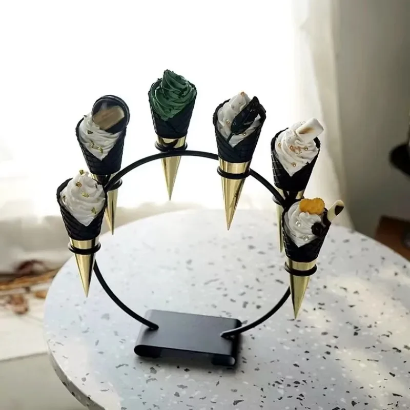 INS Style Handmade Ice Cream Display Stand Birthday Cupcake Storage Rack Wedding Party Cone Holders Restaurant Buffet Show Tools