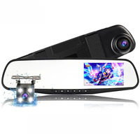 4.3INCH Car DVR Dual Lens Car Camera Full HD 1080P Video Recorder Rearview Mirror With Rear View DVR Dash Cam Auto Registrar
