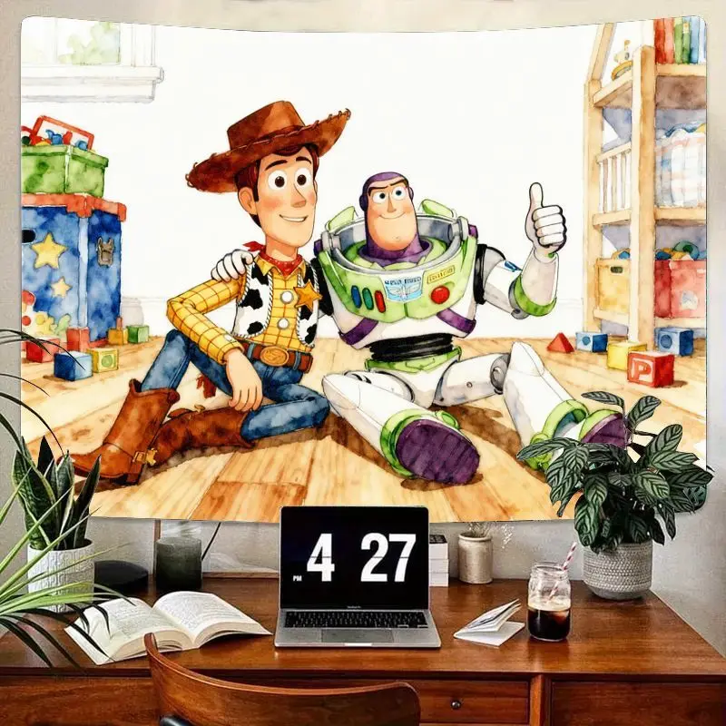 

1 шт. Disney Pixar Toy Story Вуди Базз Лайтер Гобелен дружбы, настенное искусство из полиэстера для детской комнаты, спальни, декор в общежитии, подарок