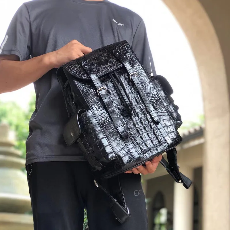 New Thai Crocodile Leather Men's Casual Business Made Genuine Leather Suitable Both Men‘s Women Large Capacity Feminine Backpack