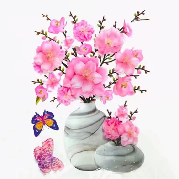 Tulip Poppy Wall Stickers, 3D Simulation Vase Decoration, Bedroom and Living Room, Self-adhesive Refrigerator Stickers