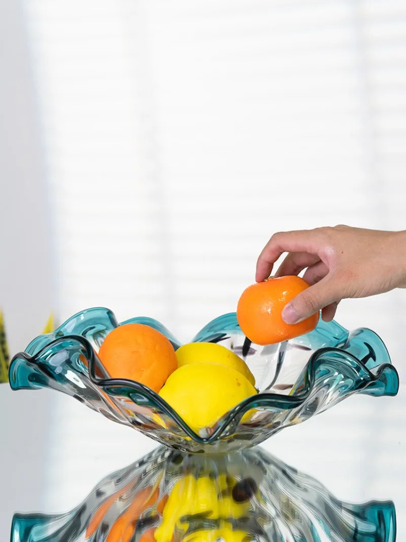 glass fruit plate, high-end exquisite and high-value glazed fruit plate, living room home fruit plate housewarming gifts