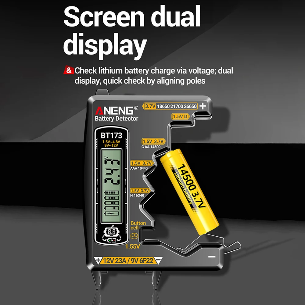 ANENG BT173 كاشف البطارية اختبار C D AA AAA N 9 فولت خلية زر متر العالمي جهاز اختبار بطارية العرض البصري اختبار أدوات #5