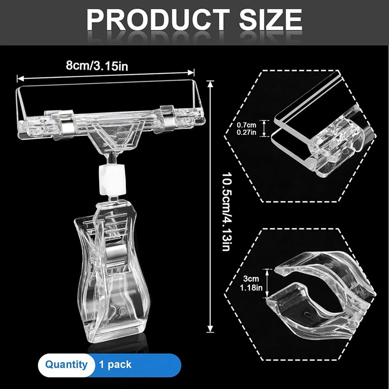 (NEW) 30PCS Clear Sign Clips Plastic Rotatable -Clip Sign Holder Stand For Merchandise Display, Sign Holder Clips
