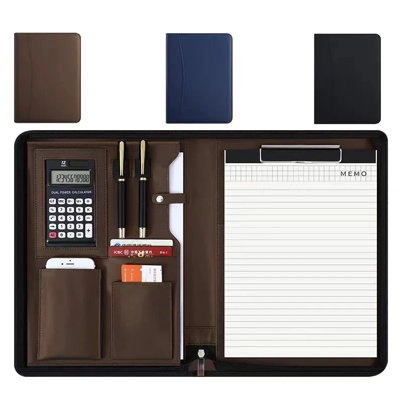 

A4 Smart Reusable Padfolio Organizer Leather Planner Folder Document Holder Phone Pockets Briefcase Multifunctional for Office