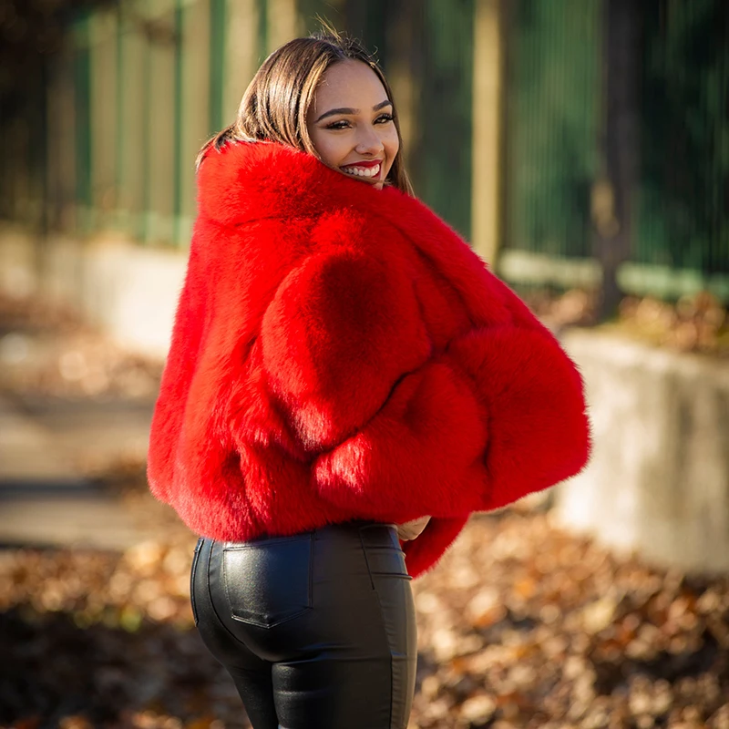 Genuine Red Fox Fur Coat Women Fashion Luxury Thicken Tops 2022 Winter New Lapel Short Warm Cozy Real Fur Jacket Female