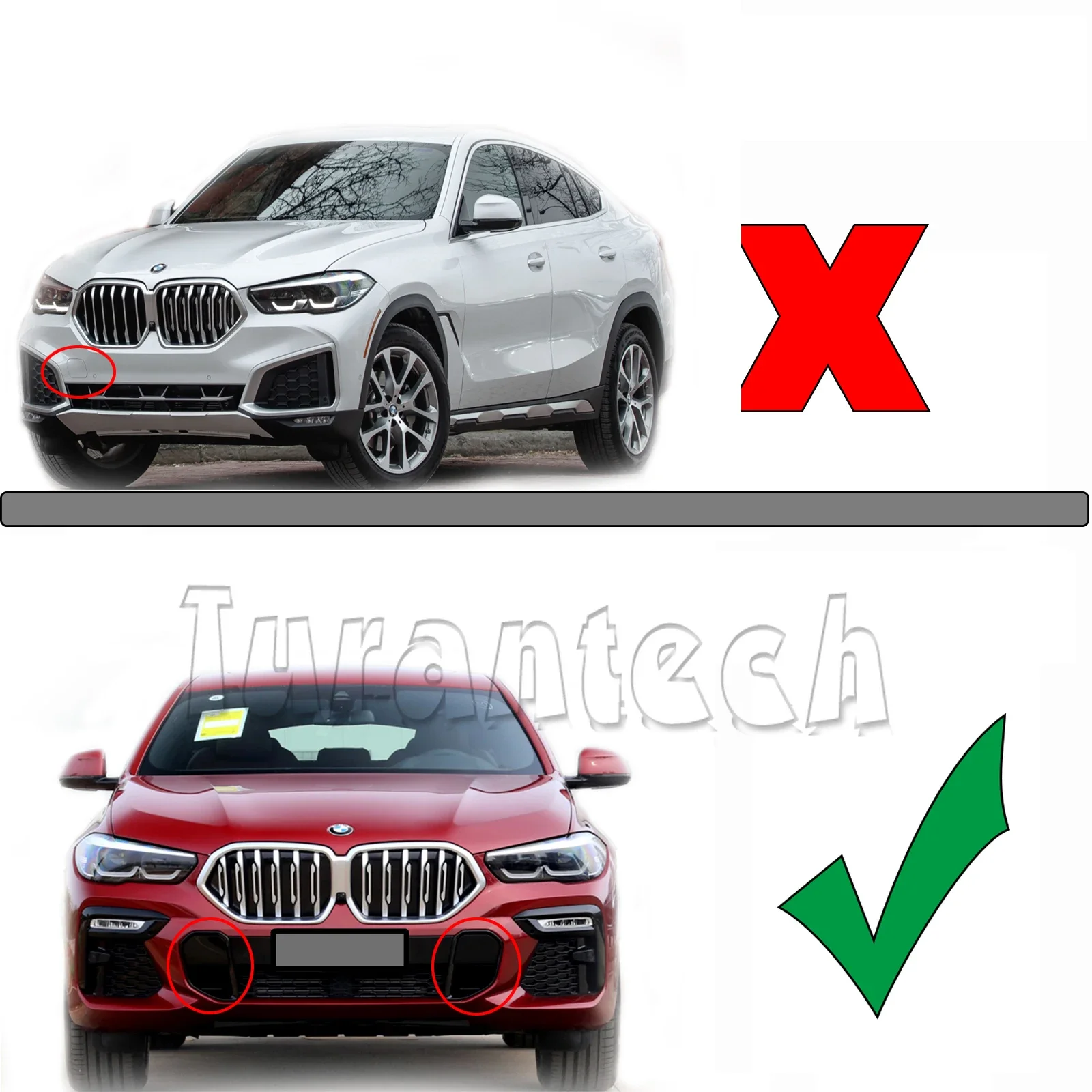 Front Tow Cover For 20-22 BMW X6 M sport G06 30i 40i M50 30dX 30iX 40iX M50dX M50iX SAC bumper Hook Eye Towing Cap