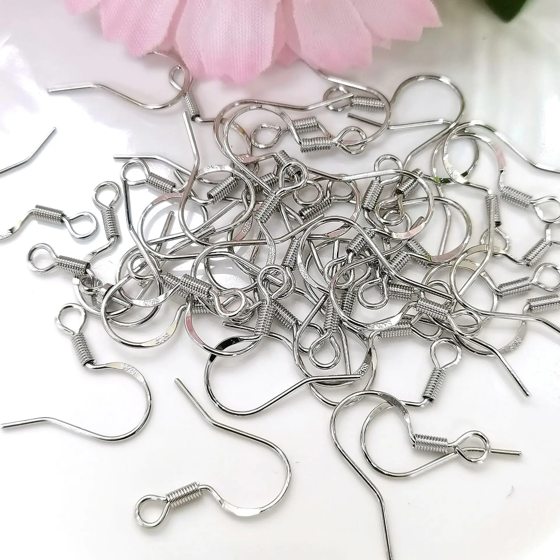 10Pcs/Lot S925 Sterling silver ear hook accessories hand-made DIY sterling silver accessories manufacturers direct wholesale