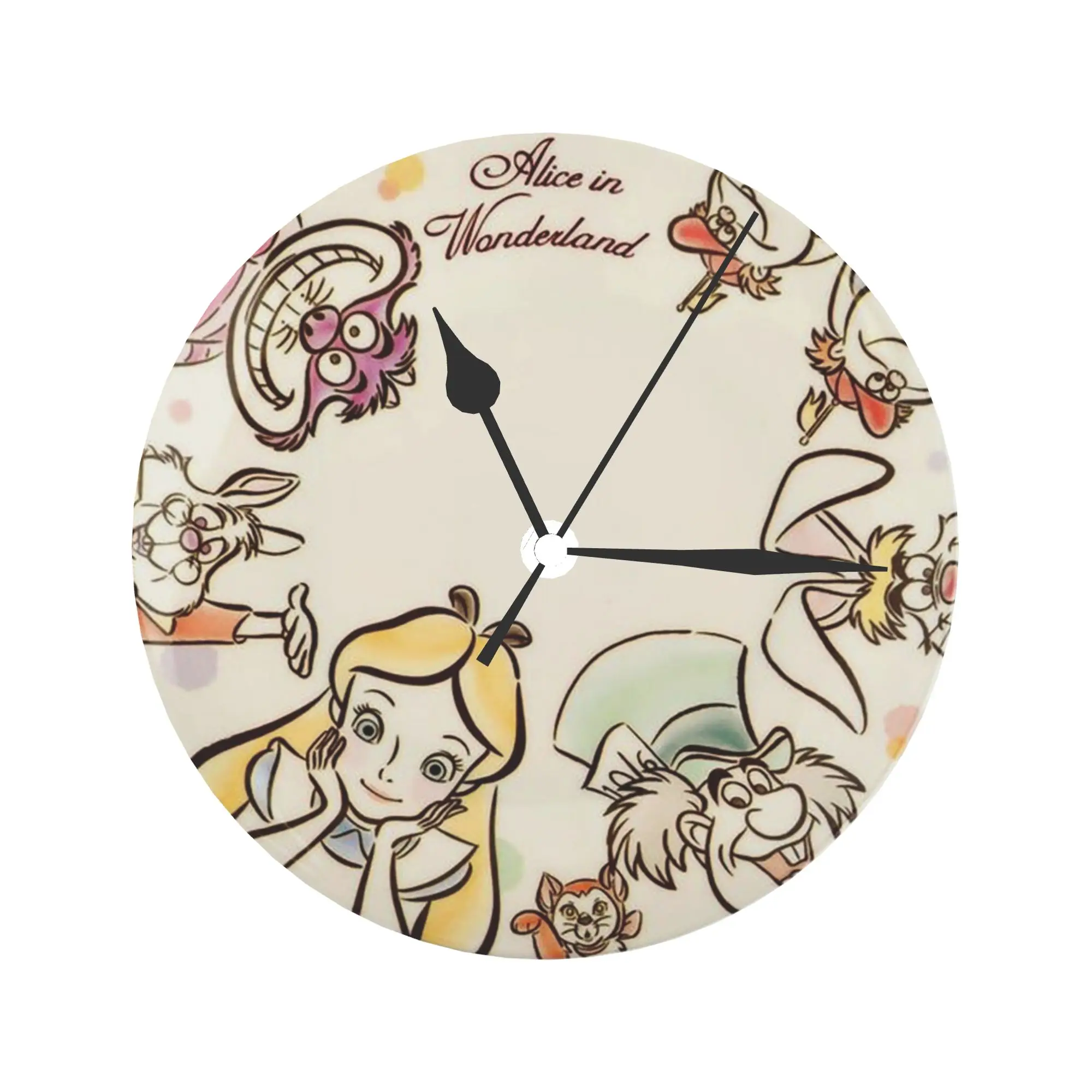 Alice and friends Wall Clock Room Decoration Silent Round Clock for Bedroom Living Kitchen Home