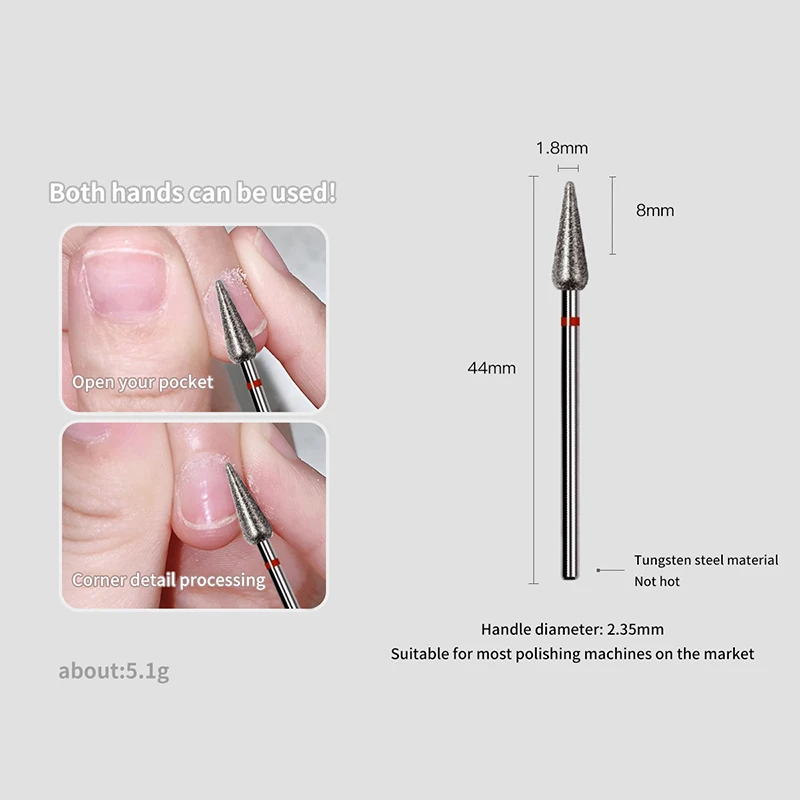 Triangular Cone Shape Diamond Nail Drill Bits Rotary Russian Cuticle Bit Electric Manicure Drill Nails Accessories Nail Art Tool