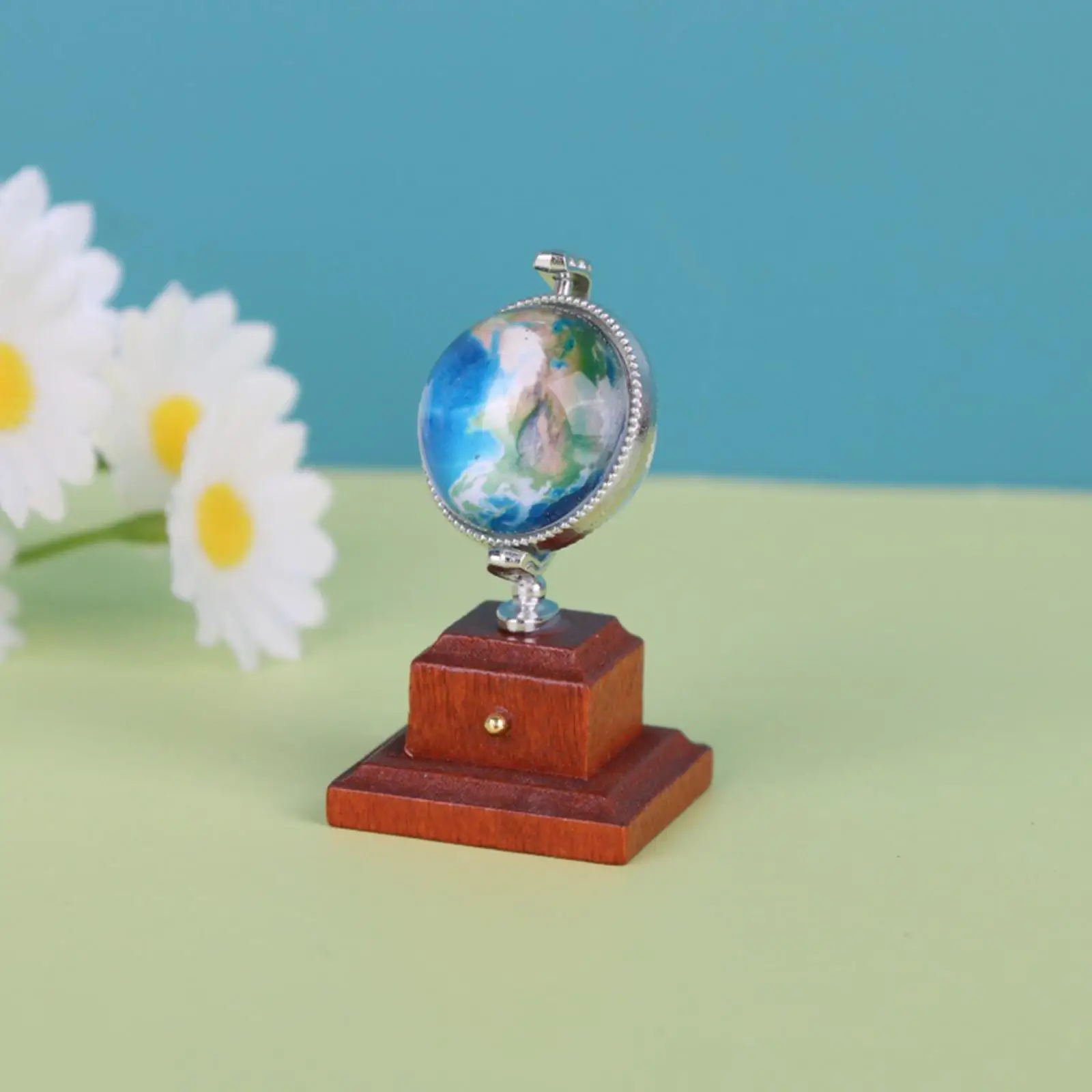 

1/12 Scale Dollhouse Miniature Globe Model and Base Simulated Life Scene Micro Landscape Mini Dollhouse Accessories Ornament