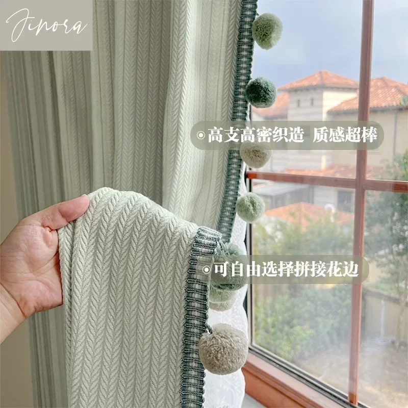 ستارة شعر من حبوب القمح والحليب الأخضر كرة شعر دانتيل بلون سادة لغرفة الأطفال ستائر للفتيات والأولاد لغرفة المعيشة وغرفة الطعام وغرفة النوم