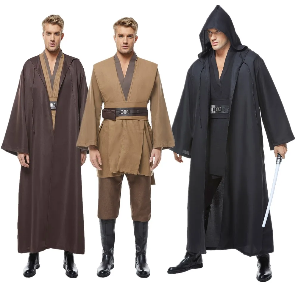 Adult Anakin Cosplay Suit Obi Wan Costume Cloak Movie Space Battle Knight Men Robe Halloween Fantasy Cosplay Outfits