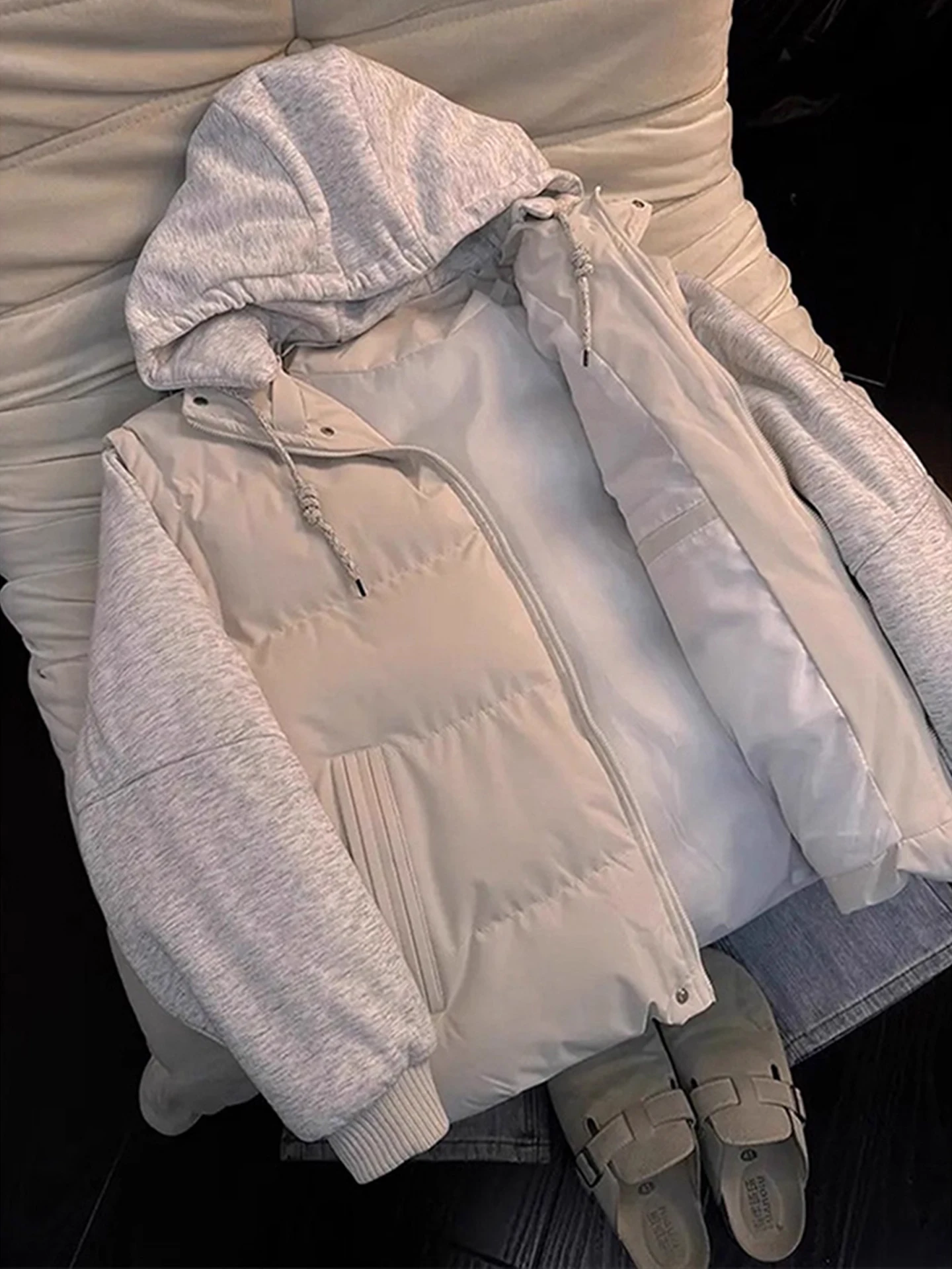 American Sle Thiened Jaet in cotone con cappuccio, vestibilità ampia, capispalla invernale per uomo e donna, calore garantito