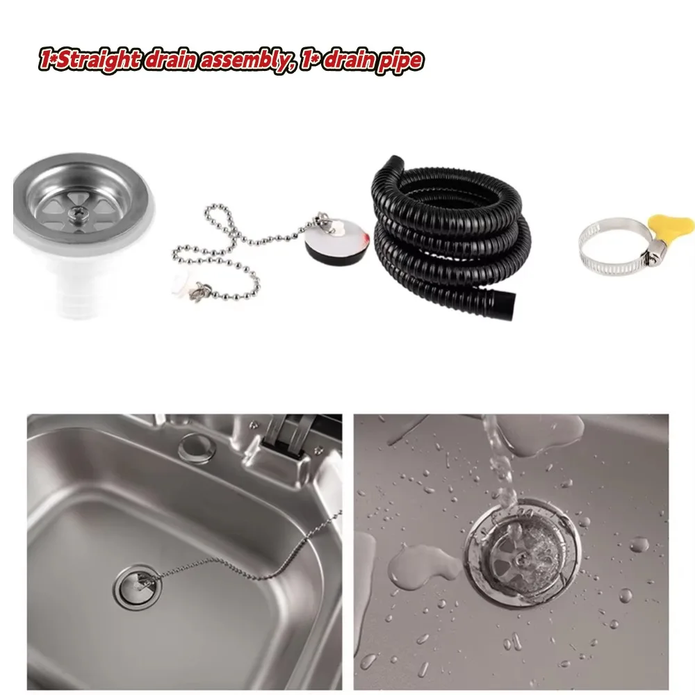 RV Sink Right-angle Drain Assembly ABS Anti-clogging Drain Pipe Kit Space-saving Design For RV For Camper For Trailer
