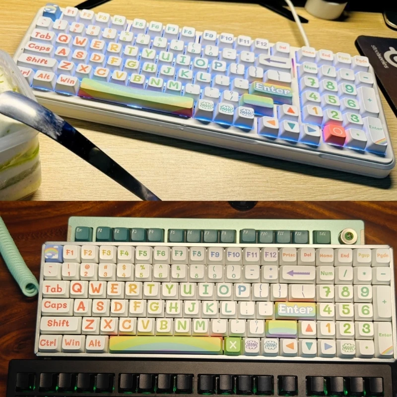 

125Key Rainbow Themed Keycap MDA PBT Dye Sublimation Keycap Set for Customs Mechanical Keyboards