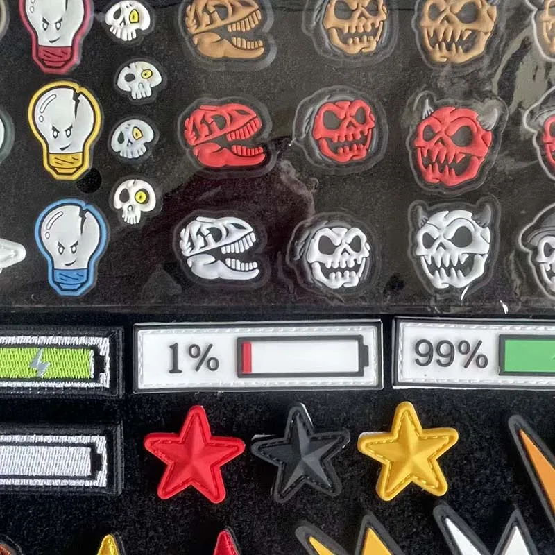 PVC Rubber Sticker Lightning,Mini Pumpkin,Dinosaur Fossil,Skull Patches,Poop Clothes Applique Embroidery Tactical Backpack Badge