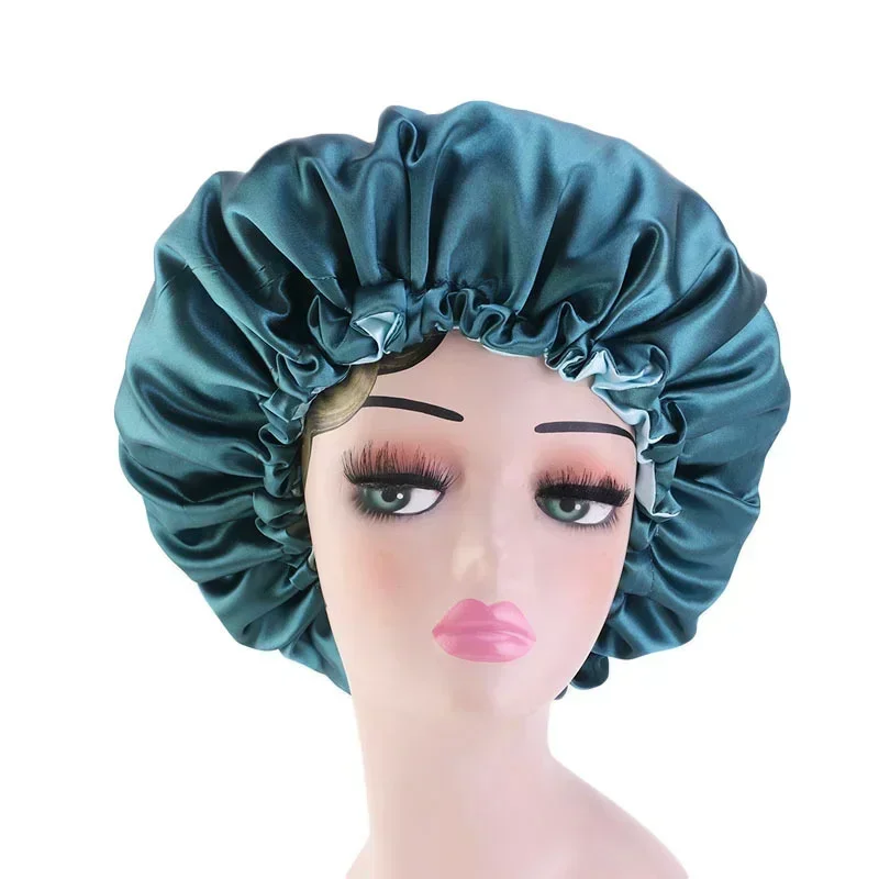 Sdotter Reversible Satin Hair Caps Bonnets Double Layer Adjust Headwear Curly Hair Cover Hat For Sleeping Women Styling Accessor