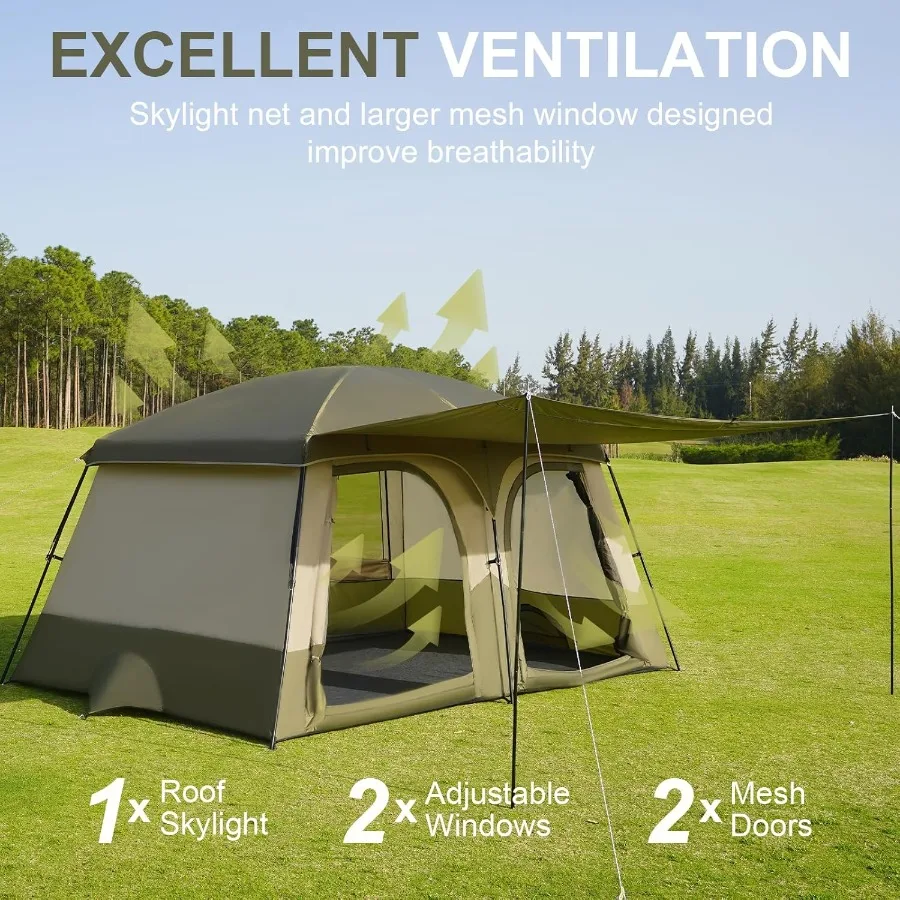 خيمة تخييم لشخص 34 مع خيام عائلية ممتدة مقاومة للطقس مع نافذة شبكية قابلة للتنفس سهلة التركيب للمياه #4