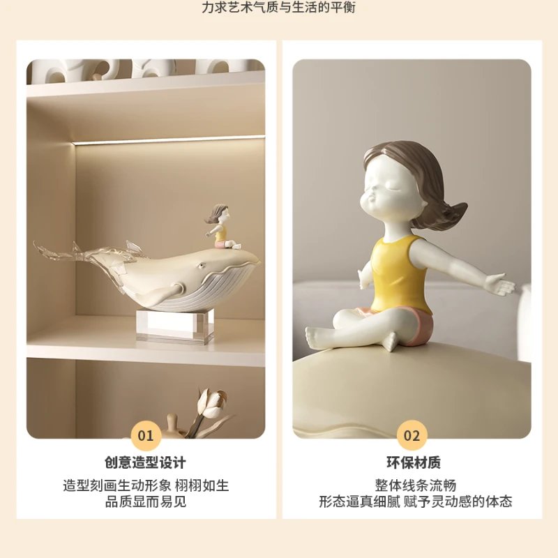 

Whetfish girl tabletop Decoration Cream style living room TV cabinet entrance home decor Housewarming gift