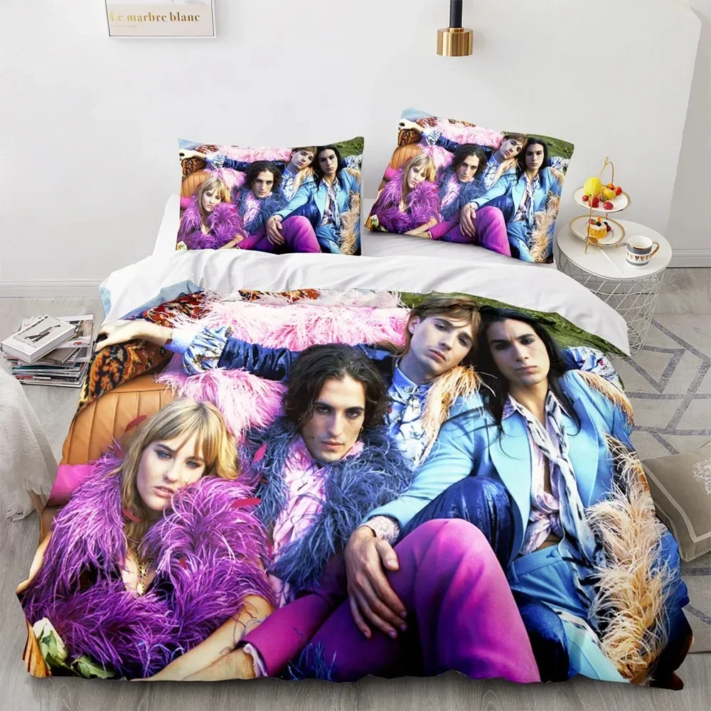 Maneskin Damiano David Bedding Set Pillowcase rock band Maneskin Quilt Cover Gift for Rock Band Enthusiasts