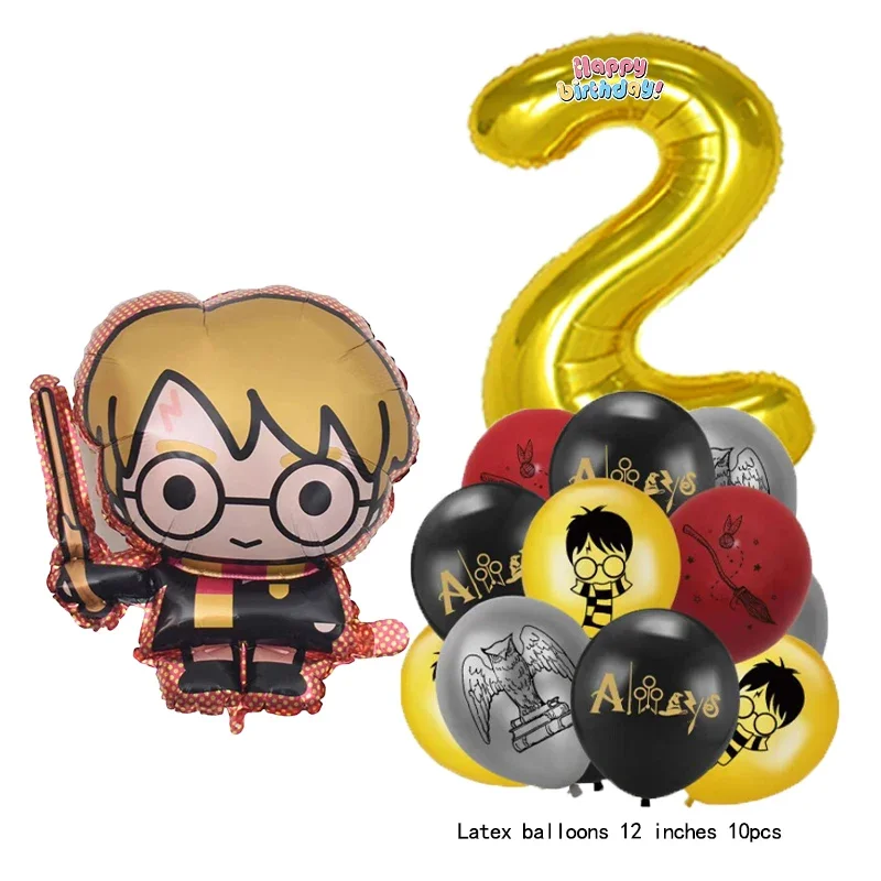 12-teiliges Set Folienballons Nummer 0-9 Zauberer-Cartoon Globos Magisches Harry-Potter-Thema Geburtstagsparty Aluminiumfolie Deko-Zubehör – Detail 3