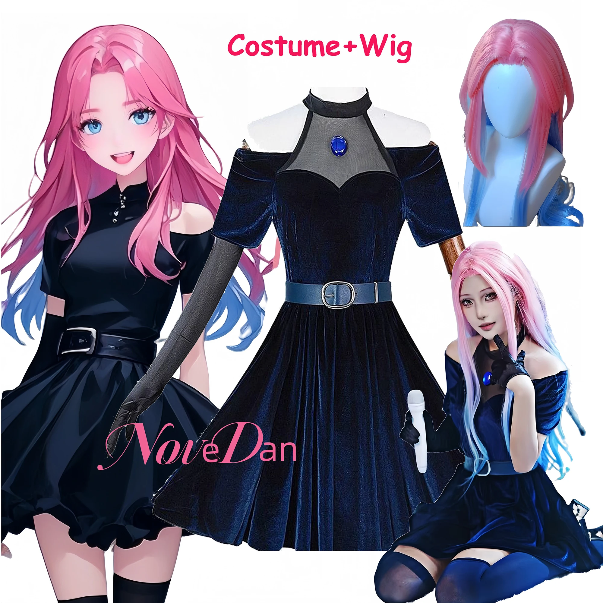 

Anime Alien Stage Cosplay Mizi Cosplay Costume Wig Halloween Party Clothes Game Outfit Black Sexy Gorgeous Dress For Women