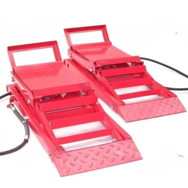 2T Heavy Duty Adjustable Tilting Steel Hydraulic Car Lift Ramp, Quick Lifting Auto Maintenance Tool for Home Garage