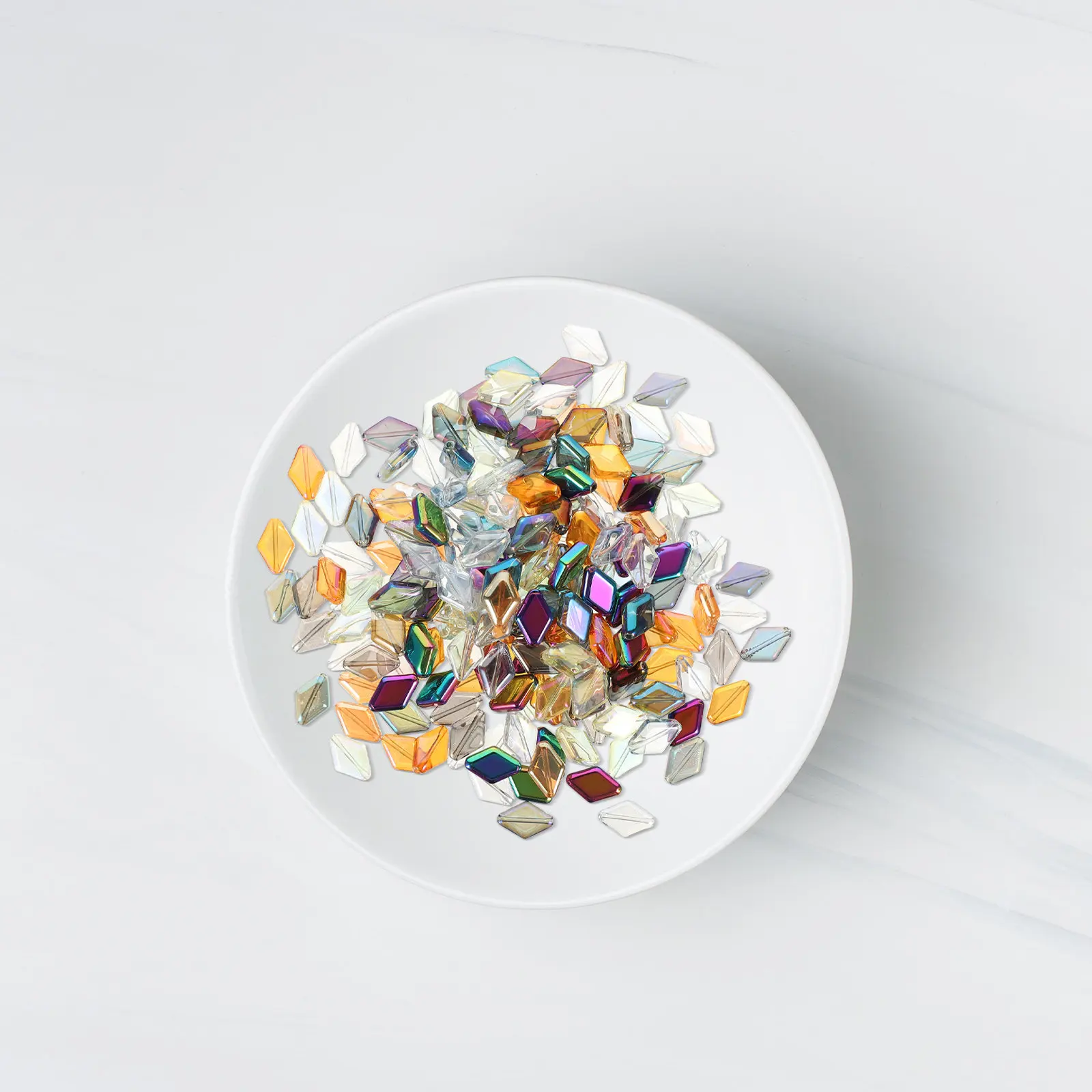 

200 шт. стеклянных бусин в форме бриллианта, разноцветные, с большим отверстием, для изготовления украшений, браслетов, подвесок и аксессуаров