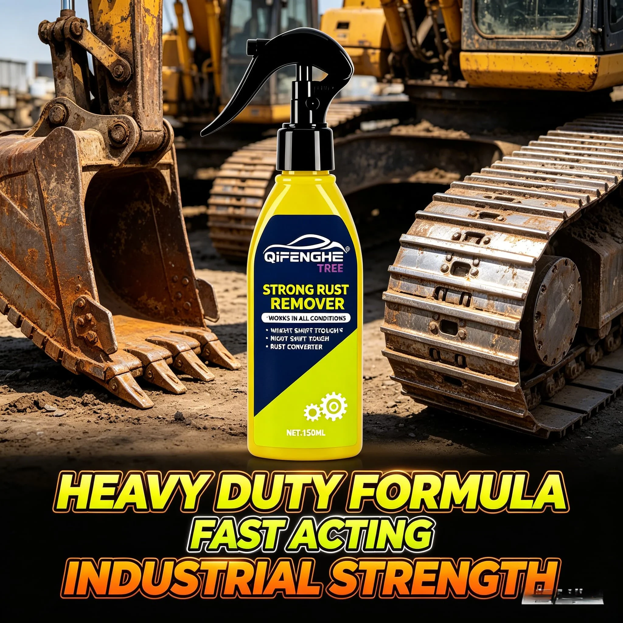 QiFENGHE ®   Spray Eliminador de Óxido de 150 ml, Restaura el Brillo, Limpiador de Metales Potente para Ruedas de Coche, Tubos de Escape, Piezas de Hierro y Acero