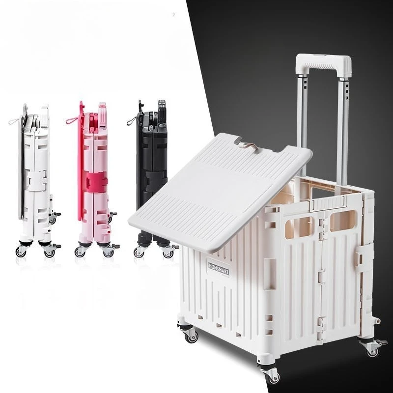 Foldable Shopping Trolley,Large Capacity Portable Rolling Cart with Quiet Wheels,Multi-Purpose Luggage&Grocery Cart for Outdoor