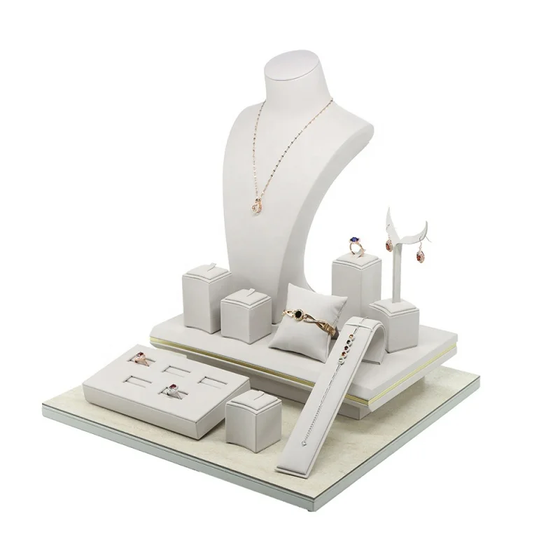 Brauch. Luxus Wildleder Kiosk Ring Halskette Ohrring Schmuck Zähler Stand Display Set Vitrine Design für Unternehmen