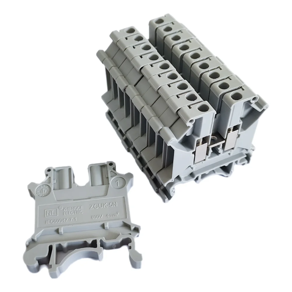 10Pcs UK5N Screw Wire Connector 4mm² Cable Feed-through Connection 12AWG Plug Electrical Mount UK-5N DIN Rail Terminal Block