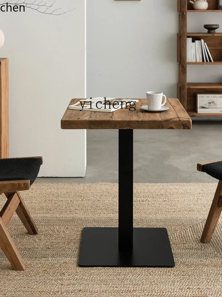 طاولة طعام من الخشب الصلب بتصميم عتيق من HXL، طاولة مربعة صغيرة B & B، طاولة مؤتمرات القهوة بأقدام حديدية #5