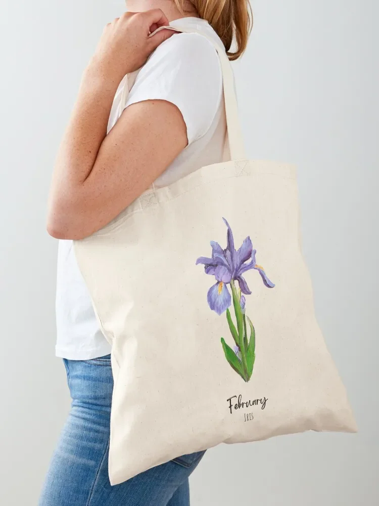 February Birth Flower Iris Tote Bag bag luxury women shopping cart bags supermarket folding bag great