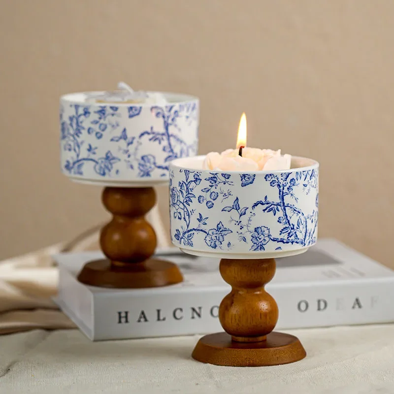 Ceramic Candle Jar Set Candles Home Decoration Camellia Scented Candle Bedroom Decorations Birthday Gift Wedding Companion Gift