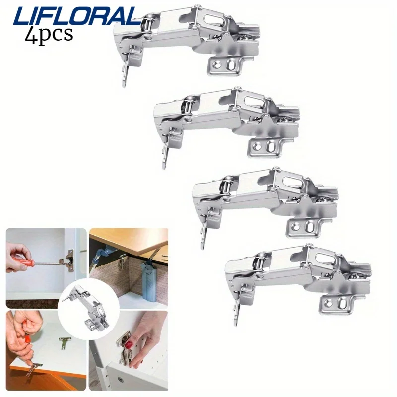 

4pcs 175 Degree Corner Fold Cabinet Door Hinges Angle Hinge Furniture Hardware For Home Kitchen Bathroom Cupboard