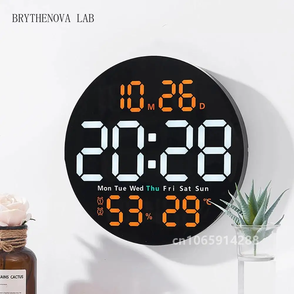 LED Wall Clock Large Screen Wall-mounted Electronic Alarm Clock Control Remote for Home Living Room Office Classroom Gym