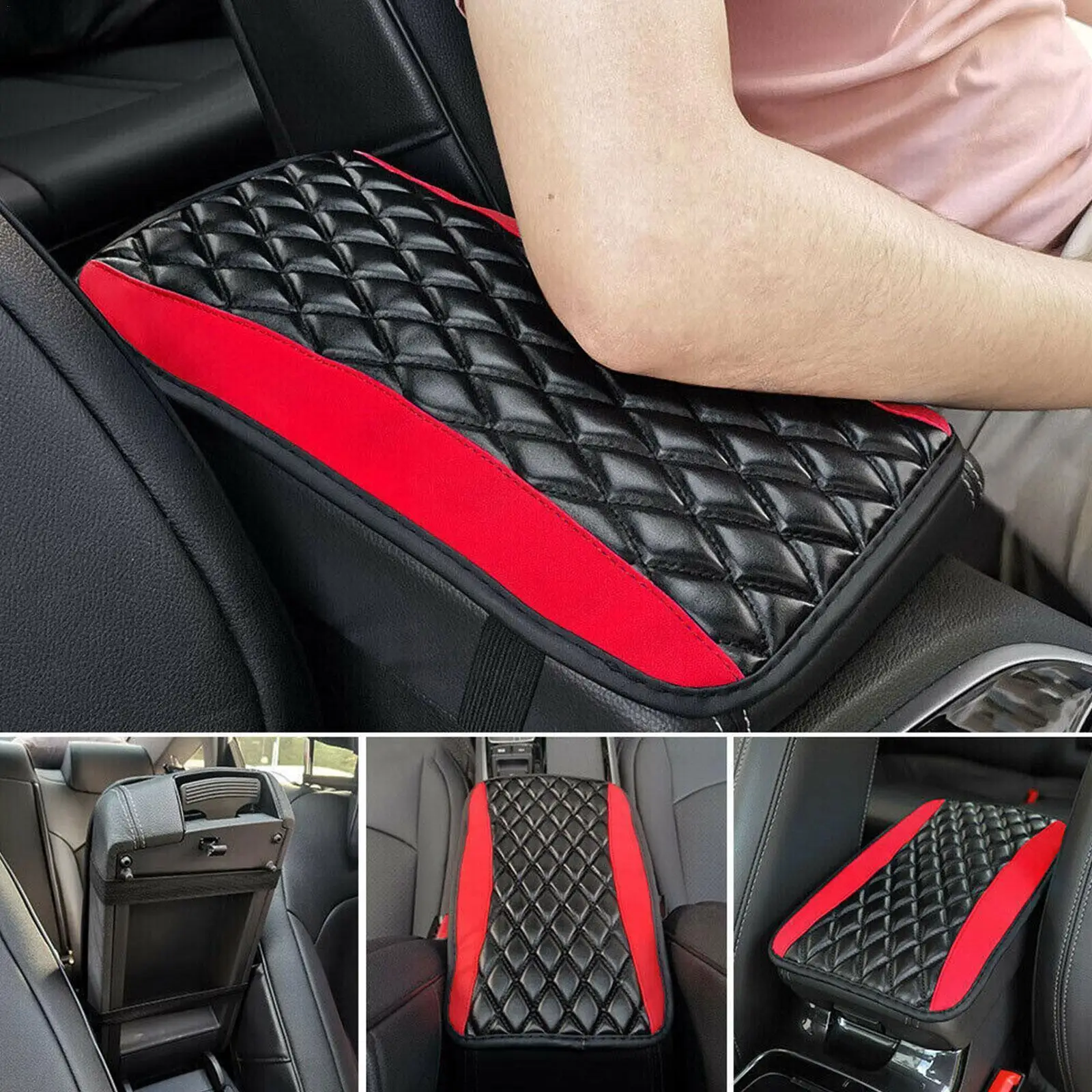 

Auto Armrest Cushion Cover Leather Center Console Box Car Pad Protector Rest Arm Interior Accessories Padding Universal Sof J3L1