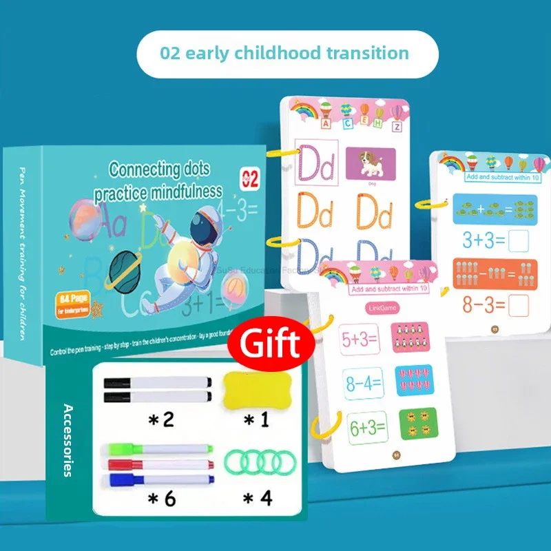 Training Erasable Magical Tracing Workbook Set Pen Control Copybook Cards Training Exercises Puzzle Early Education Book
