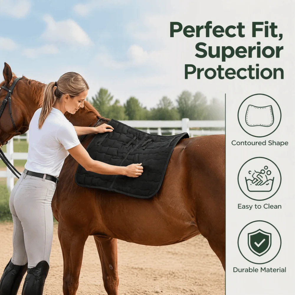 98x57cm Saddle Pad Sponge Single Yarn Drill Saddle Cloth Easy Clean Surface Anti-Slip Riding Saddle Pad Jumping Training