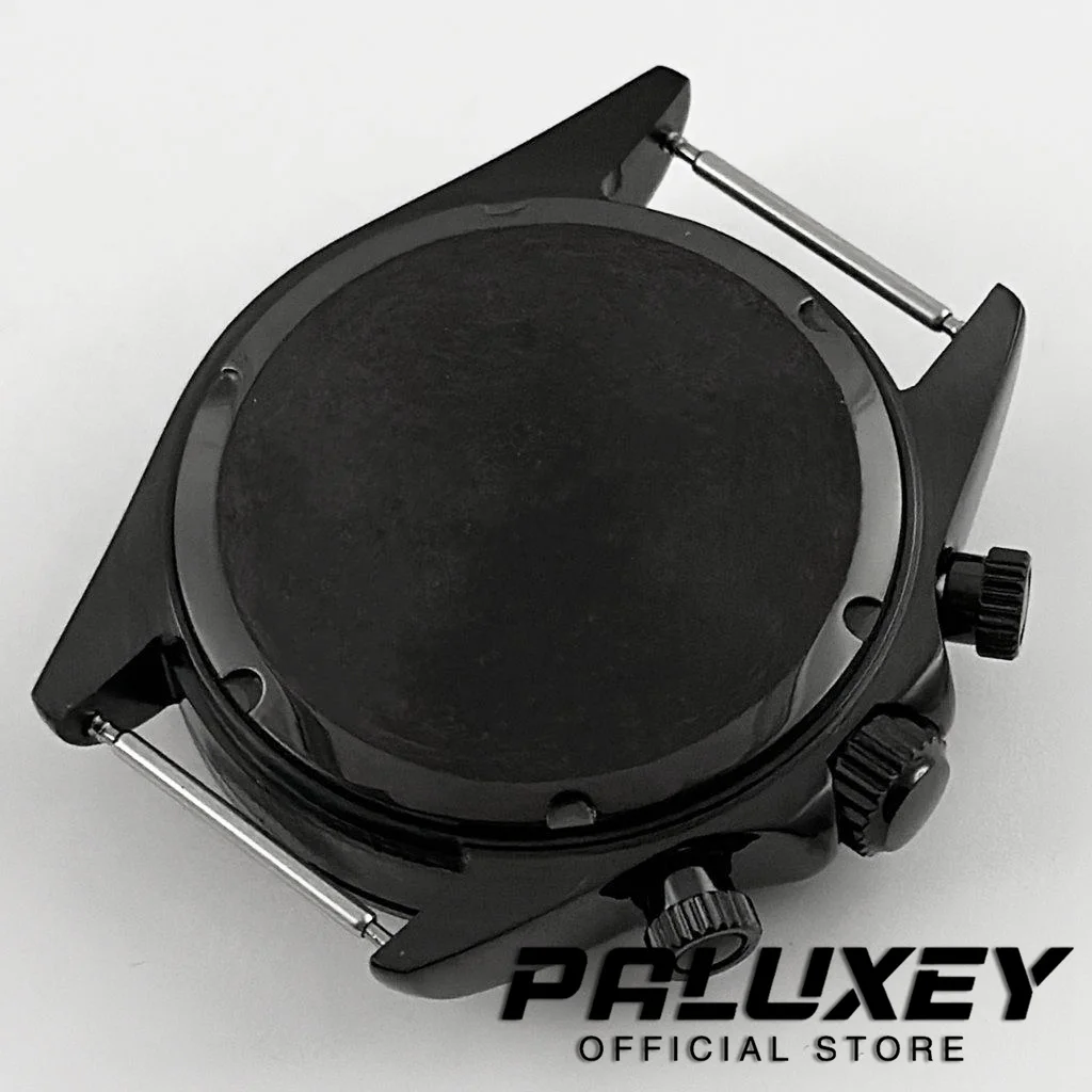PVD Black VK63 40mm Chronograph Indices Ceramic Bezel Sapphire Crystal Watch Case Watch Parts for VK63 VK63A Quartz Movement