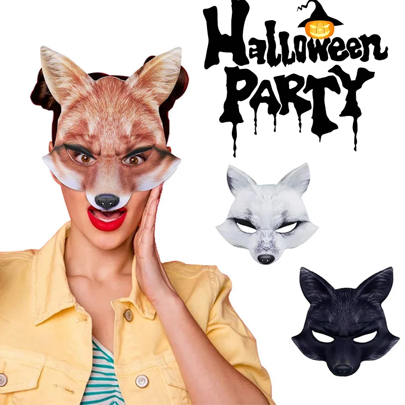 خمسة أنماط الحيوان تأثيري قناع ثلاثية الأبعاد الثعلب نصف الوجه حفلة تنكرية للهالوين الكرة كرنفال فستان بتصميم حالم زي للبالغين والأطفال
