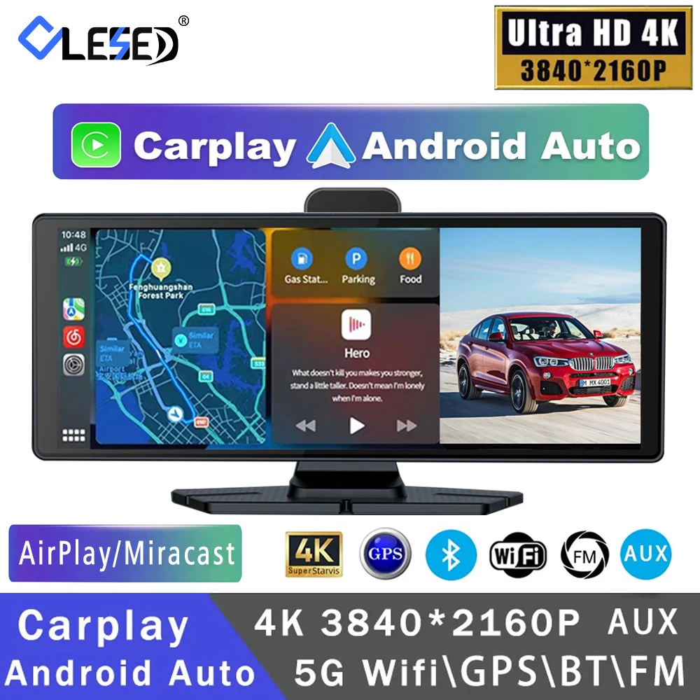 

4K 3840*2160P Dash Cam Carplay Android-Auto 10.26 Inch Car Dvr GPS 5G WIFI FM BT Dual Lens Dashcam Truck Camera Drive Recorder