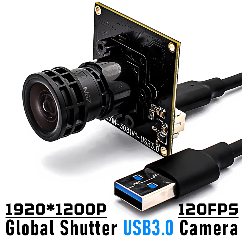 

Machine Vision Camera 2.3MP 120FPS Global Shutter, USB 3.0 Industrial Camera with M16 Lens Plug and Play for Security Monitoring