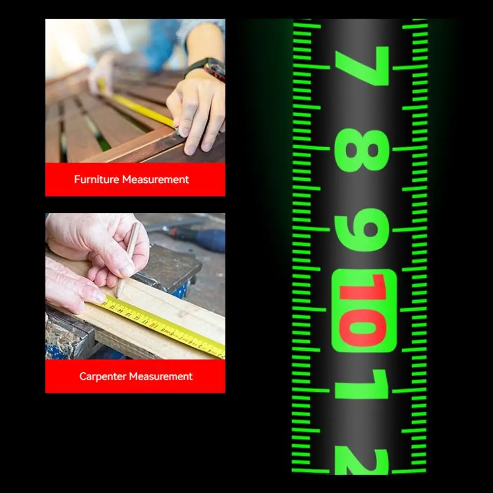 5/7.5/10M Self-Locking Tape Measure Black Fluorescent Tape Measure High Precision Wear-resistant Drop-proof Tape Measure