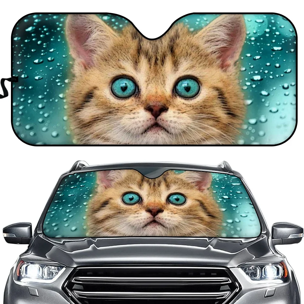 Instantarts 3d Dier Cat Design Auto Zonnescherm Voorruit Auto Zonnescherm Voor Voorruit Auto 'S Warmte Reflector Auto Zonnescherm Cover