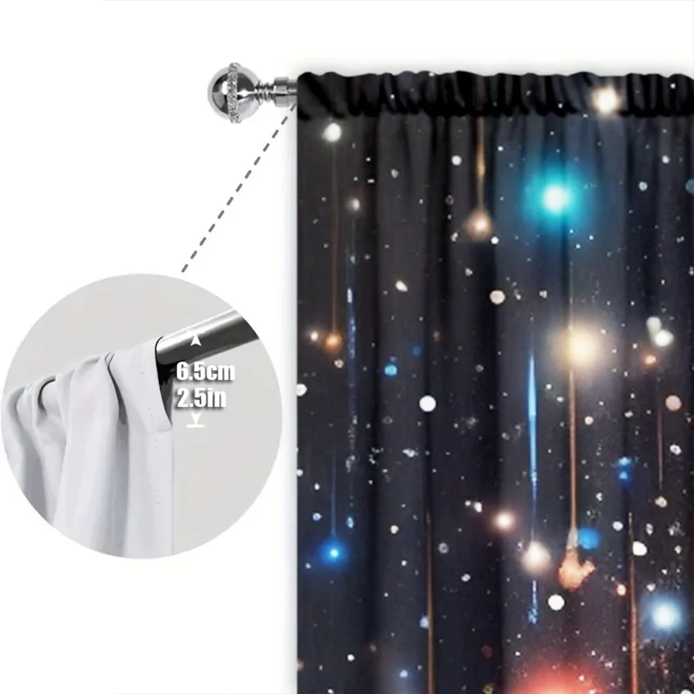 2pcs Colorful Galaxy Style Printed Curtain for Home Decor - Rod Pocket Window Treatment for Bedroom, Office, Kitchen,Living Room